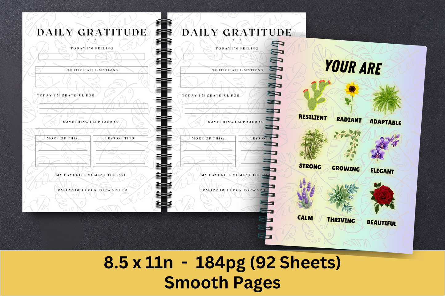 Daily Gratitude Journal – 8.5” x 11” Spiral Notebook with Guided Prompts