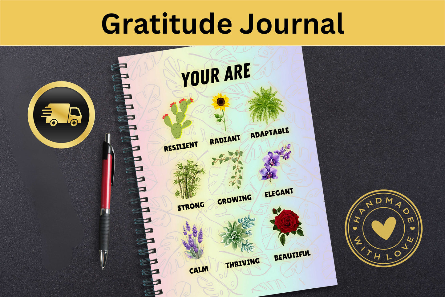 Daily Gratitude Journal – 8.5” x 11” Spiral Notebook with Guided Prompts