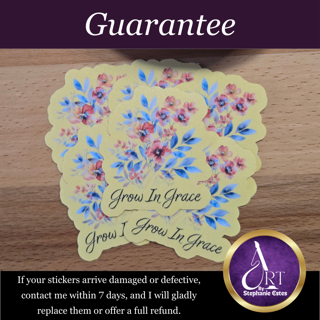 Grow in Grace – Waterproof Vinyl Sticker | Floral Faith-Based Decal